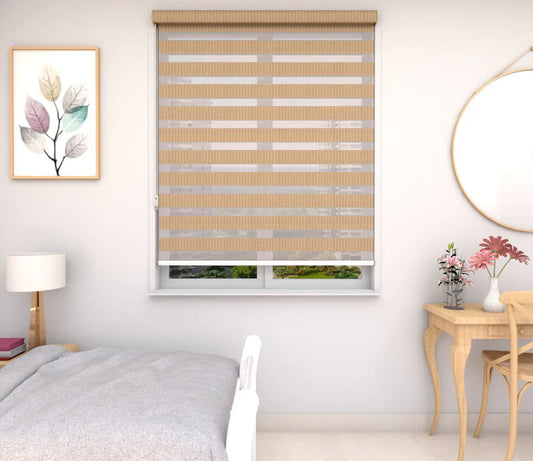 BE5 Embroidery Motorized Blinds With Cassette Zebra Blinds